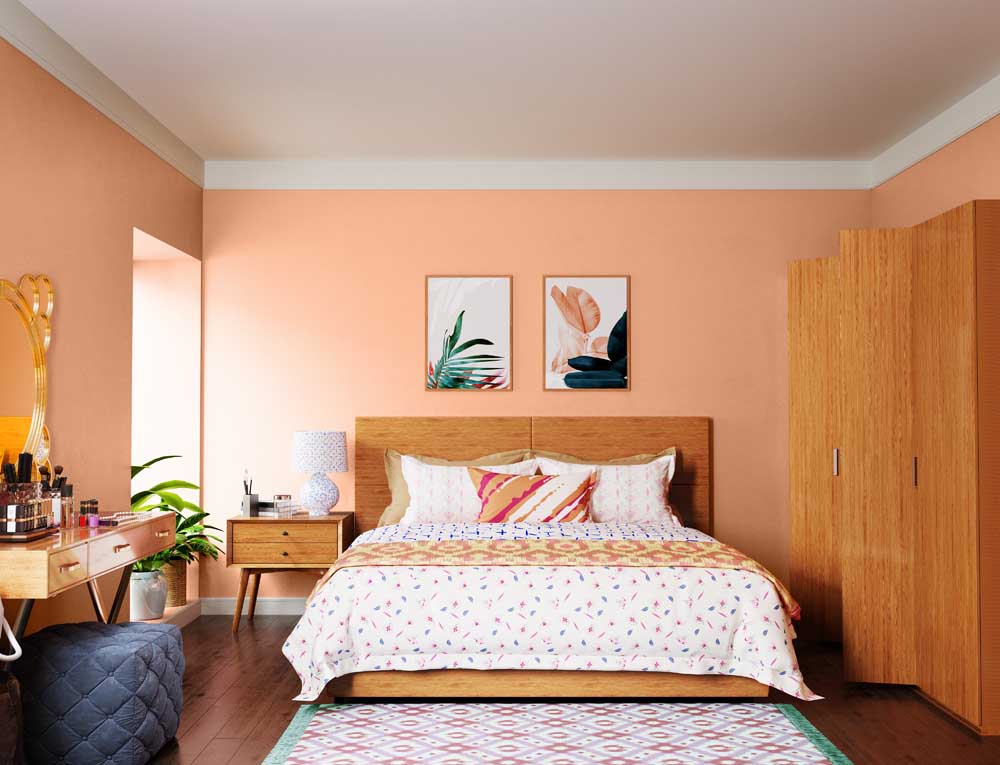  استفاده از رنگ هلویی در اتاق خواب