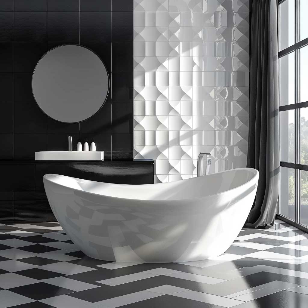 طراحی حمام سیاه و سفید 