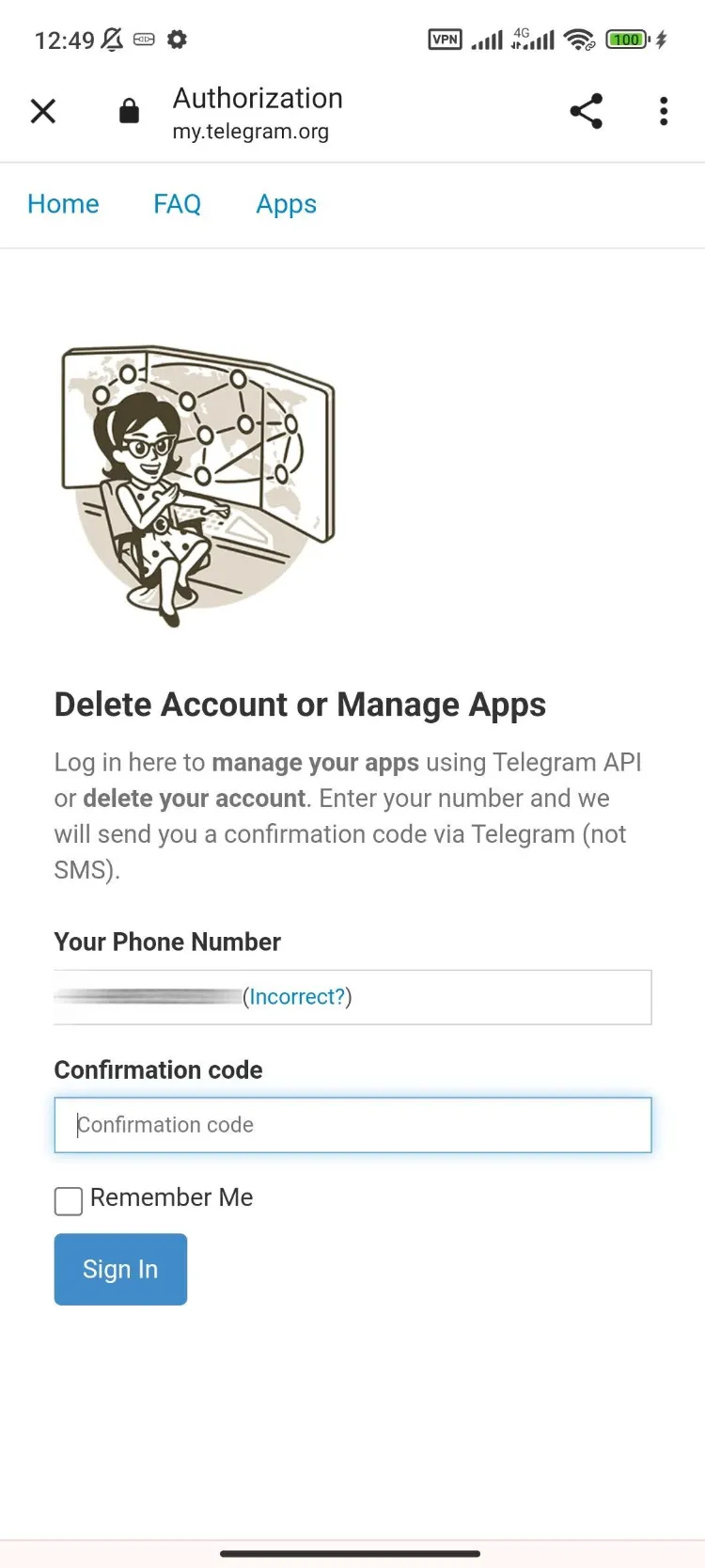 مرحله‌ای برای حذف اکانت تلگرام از طریق گوشی