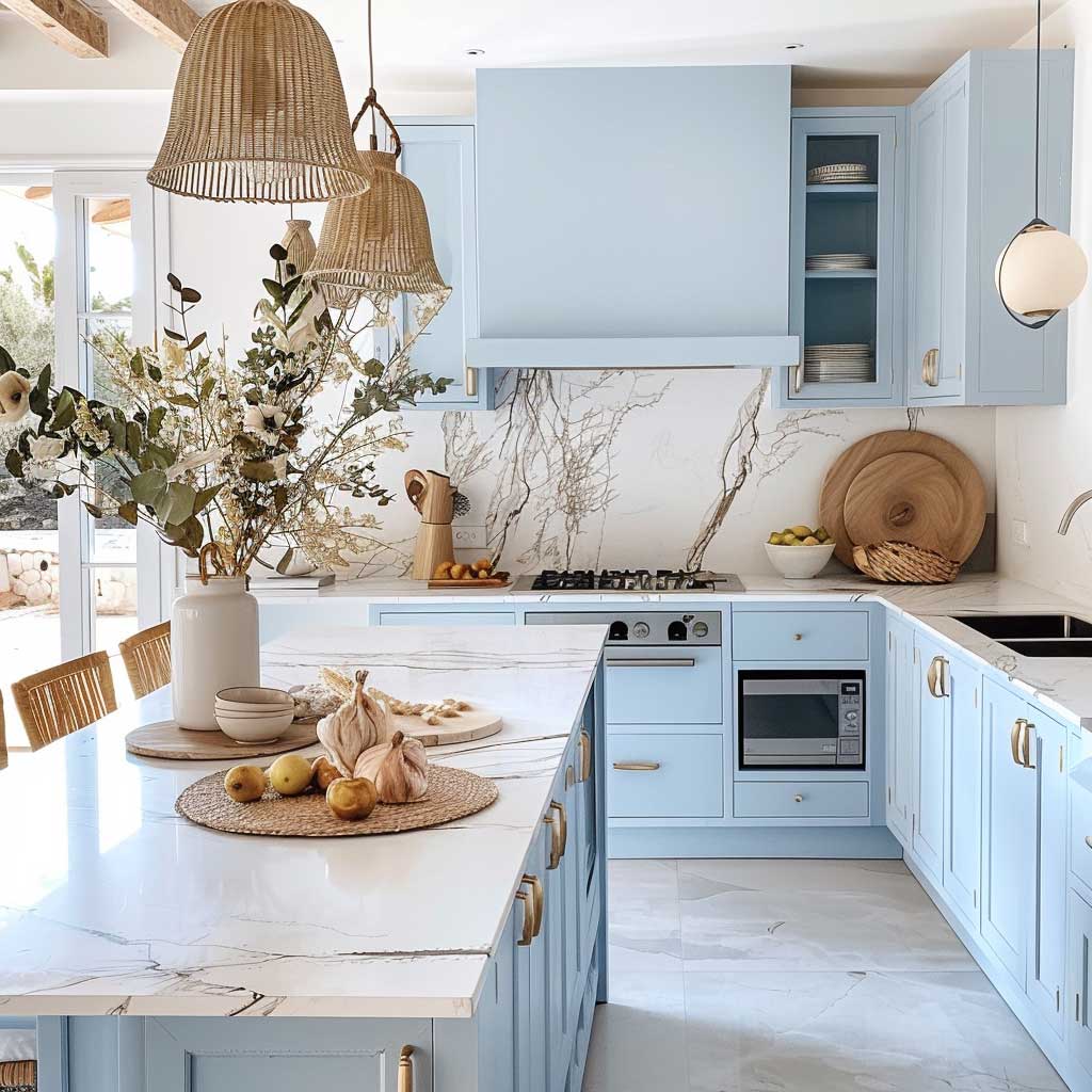 ایده برای کابینت آشپزخانه آبی رنگ