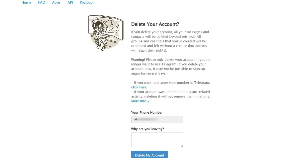 سریع‌ترین روش حذف اکانت تلگرام 