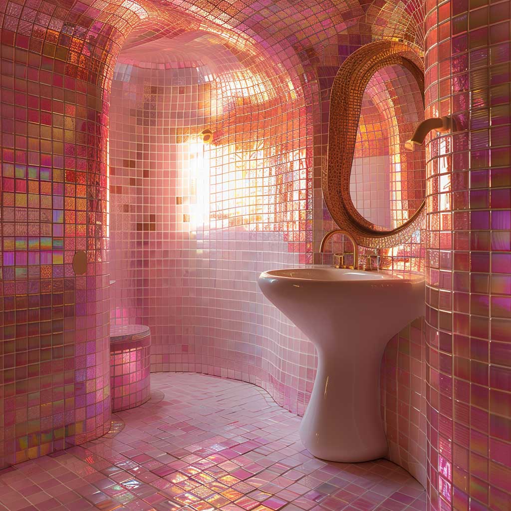  ایده برای طراحی دیوارهای حمام با کاشی صورتی