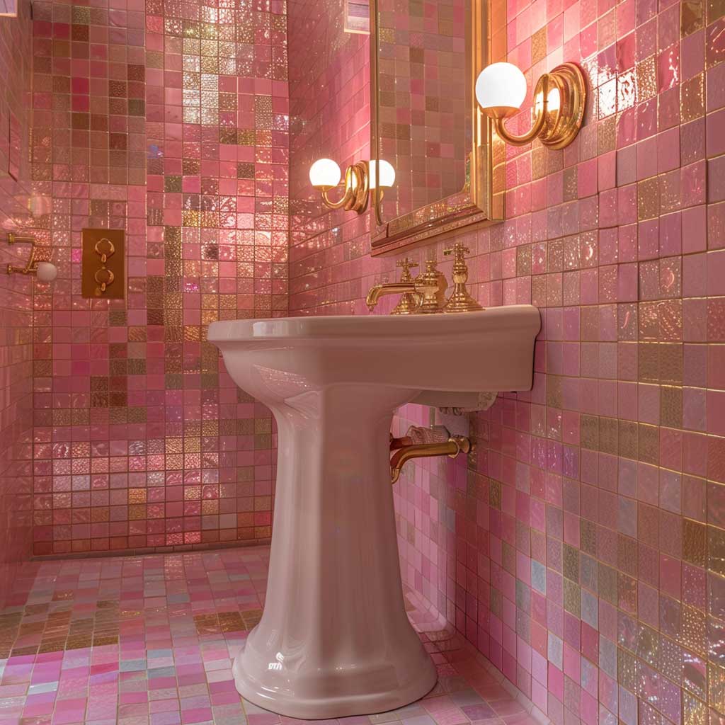 ایده برای طراحی دیوارهای حمام با کاشی صورت