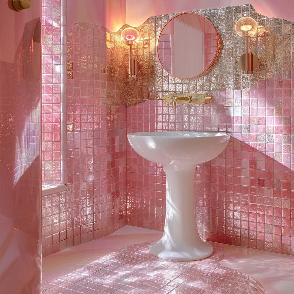 ایده برای طراحی دیوارهای حمام با کاشی صورت